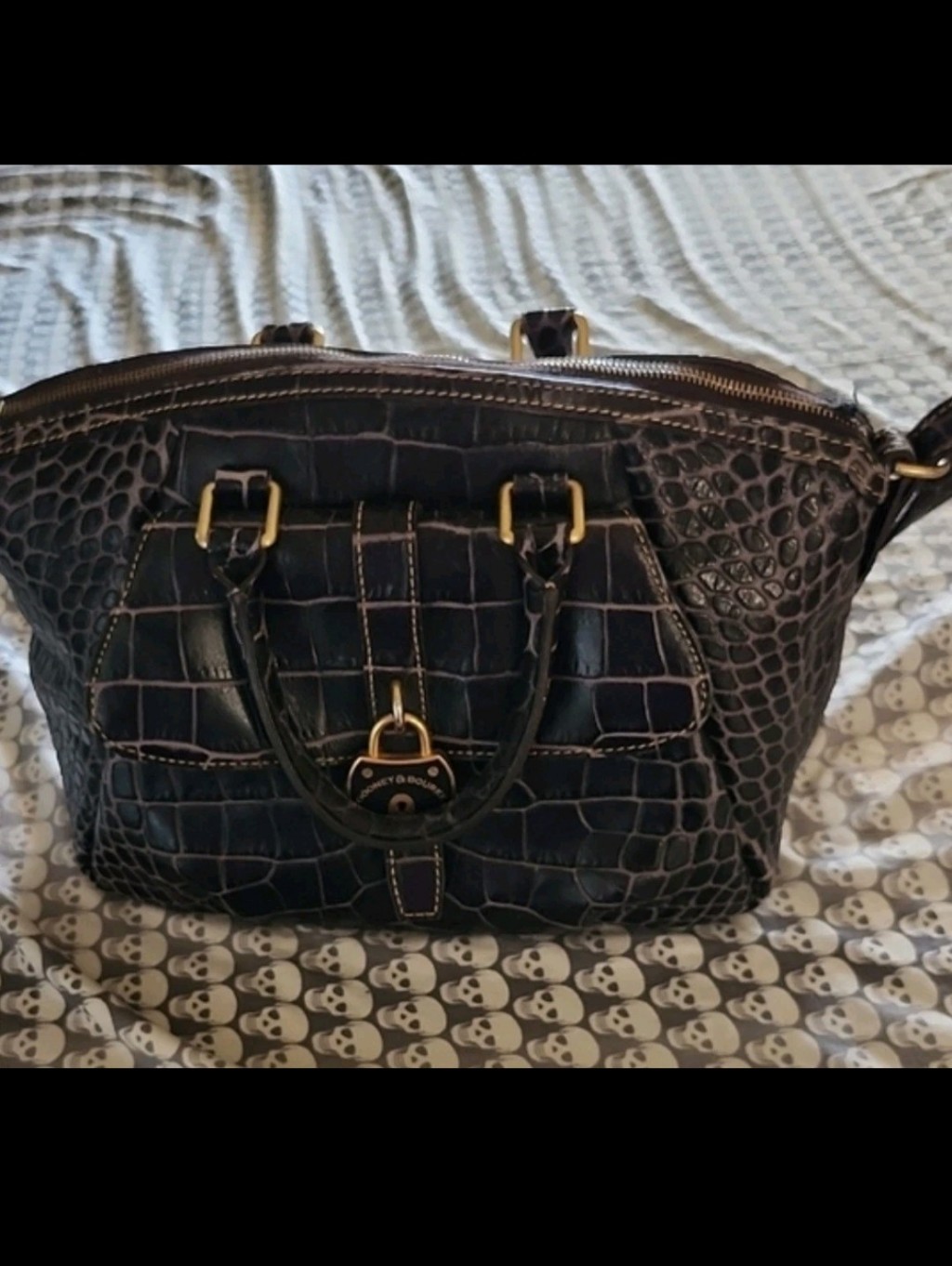 Vintage Dooney & Bourke Dark Brown Croc Embossed Campbell Handbag